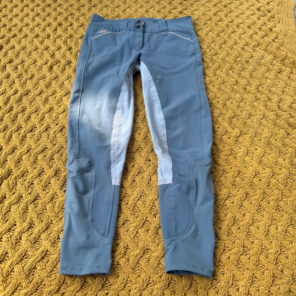 Piper by SmartPak Girls Full Seat Breeches Blue Pink Equestrian Riding Pants